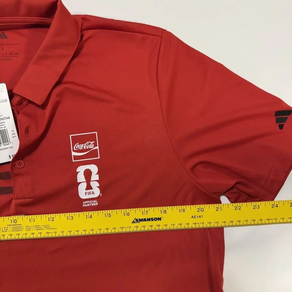 adidas FIFA Coca-Cola Logo Red Polo Shirt Men's L Short Sleeve New With Tags